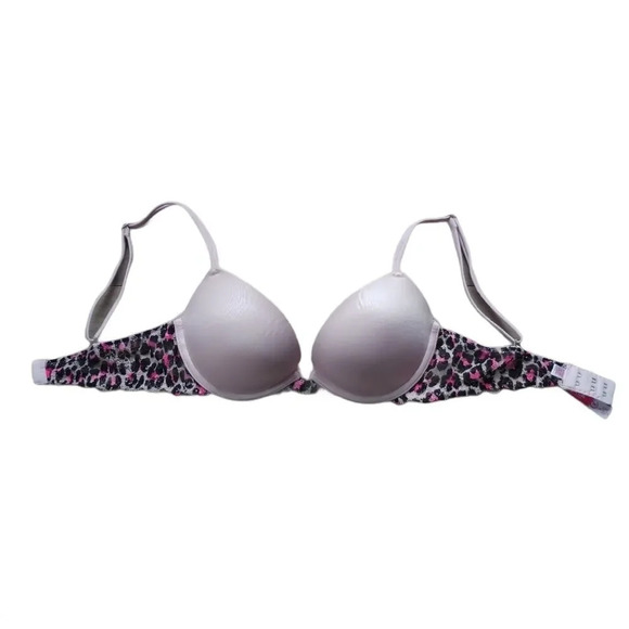 Pink by Victoria Secret Push Up Bra  Satin/Lace 32C - Picture 2 of 12